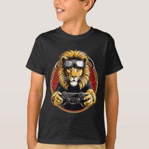 T-shirt Lion de jeu VR J'aimerais mieux jouer à Tag Rétro 