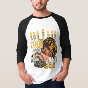 T-shirt Lion De Juda Agneau De Dieu Manche 3/4 Hommes
