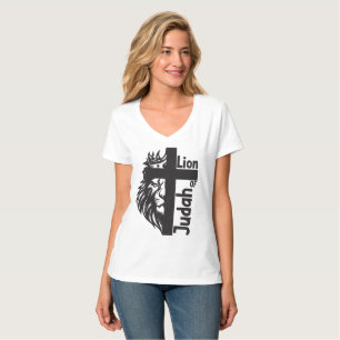 T-shirt Lion de Juda Bold Demi Lion demi-Croix chrétien