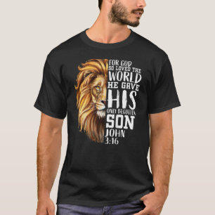 T-shirt Lion De Juda Jean 3:16 Cadeaux De Verse Chrétien