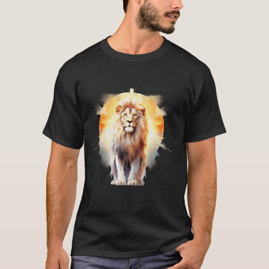 T-shirt Lion De Juda Lion Croix Foi Chrétienne Jésus Heb (Devant)