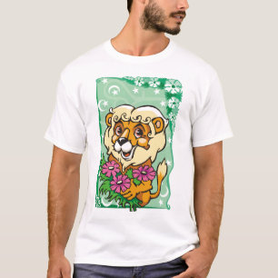 T-shirt Lion de Léon Floral, fleurs roses