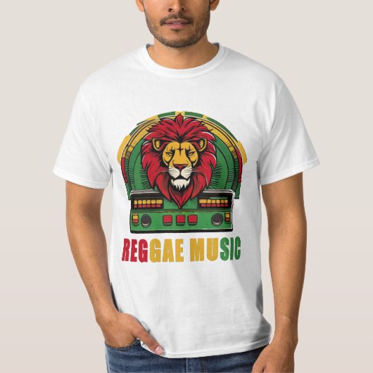 T-shirt Lion de musique reggae (Devant)