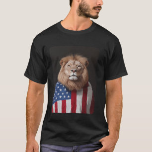 T-shirt Lion Designer USA American Flag Patriotic