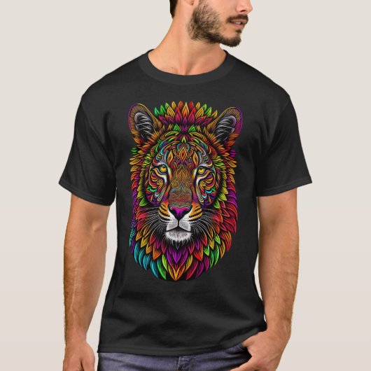 T-shirt Lion Dessiné Coloré (Devant)