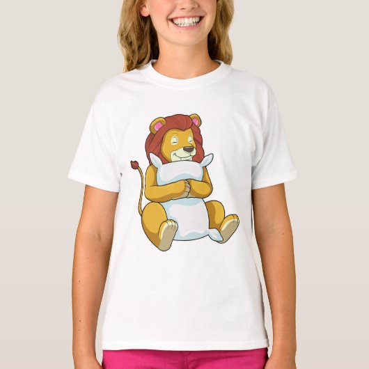 T-shirt Lion dormant avec un oreiller (Devant)