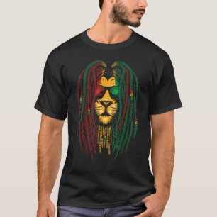 T-shirt Lion Dreadlocks Reggae Chat Sauvage Rasta Afrique