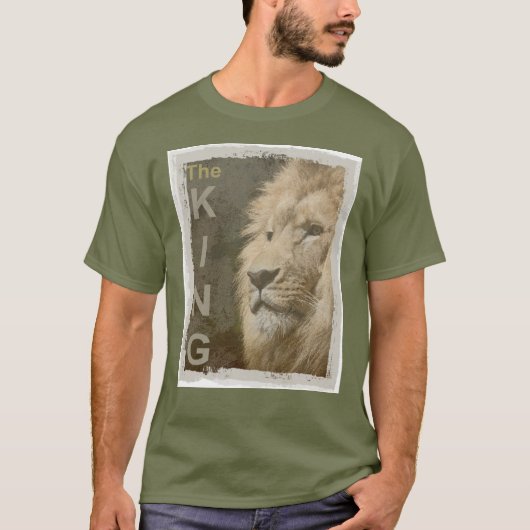 T-shirt Lion Élégant moderne Fatigue Vert Modèle Basic (Devant)