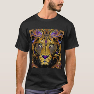 T-shirt Lion en filigrane d'or