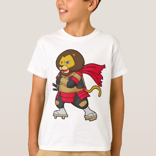 T-shirt Lion en guerrier avec Cap (Devant)