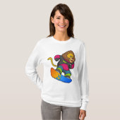 T-shirt Lion en Snowboard avec Snowboard (Devant entier)