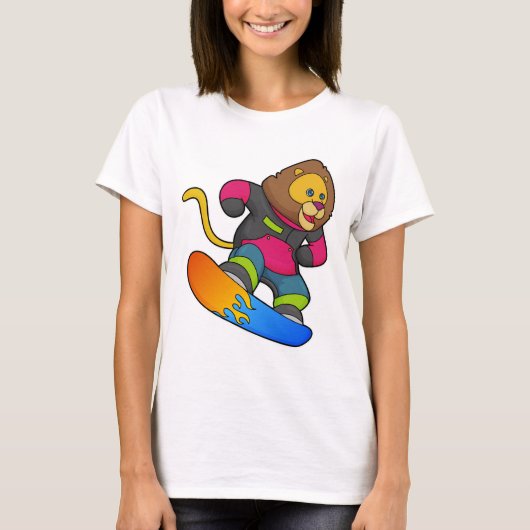 T-shirt Lion en Snowboard avec Snowboard (Devant)