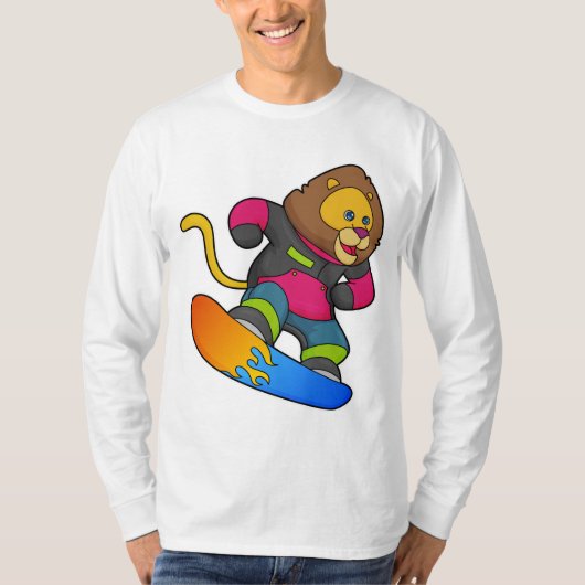 T-shirt Lion en Snowboard avec Snowboard (Devant)
