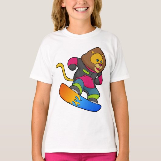 T-shirt Lion en Snowboard avec Snowboard (Devant)