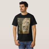 T-shirt Lion Face Mens Moderne Élégant Modèle noir (Devant entier)
