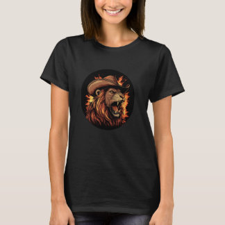 T-shirt Lion feu cool avec Casquette Cowboy pour les amate