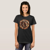 T-shirt Lion flamboyant en anneau d'astrologie des flammes (Devant entier)