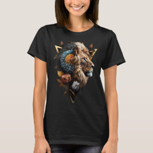 T-shirt Lion Fleurs Artwork Poster de animal Art Lion Moti
