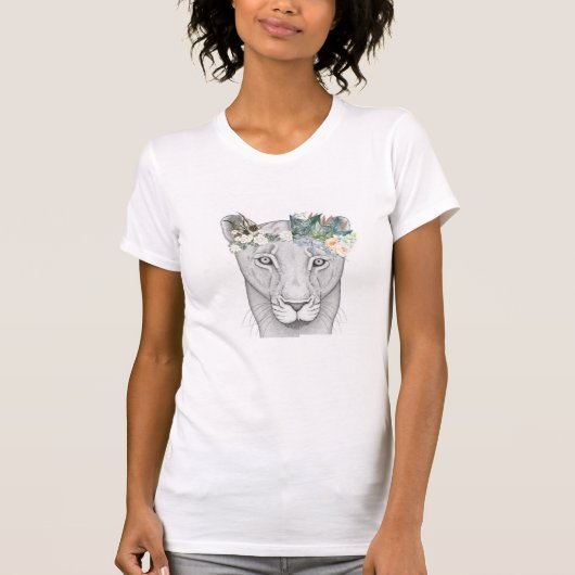 T-shirt Lion Fleurs DNF pour Femmes (Devant)