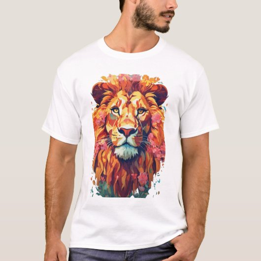 T-shirt Lion géométrique (Devant)