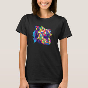 T-shirt Lion géométrique coloré Conception de tête de lion