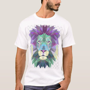 T-Shirt Lion Géométrique Coloré – Polygon Abstrait
