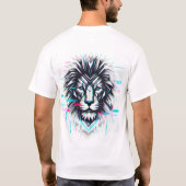 T-shirt Lion géométrique en gras avec effet Glitch (Dos)