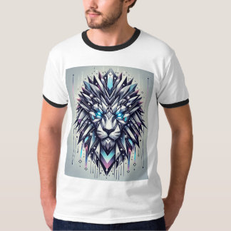 T-shirt "Lion géométrique futuriste - puissance holographi