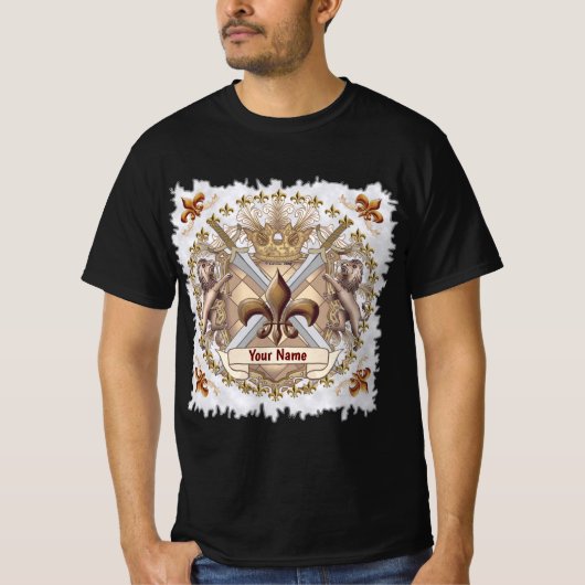 T-shirt Lion Griffin Shield Family Crest Surname  (Devant)