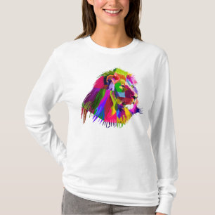 T-shirt Lion Head Prismatic Pop Art Design-62502