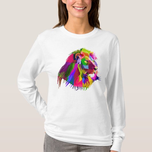 T-shirt Lion Head Prismatic Pop Art Design-62502 (Devant)