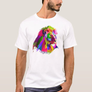 T-shirt Lion Head Prismatic Pop Art Design-62502