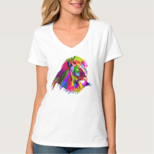 T-shirt Lion Head Prismatic Pop Art Design-62502