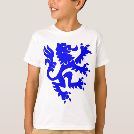 T-shirt Lion héraldique 01 - Bleu (Devant)