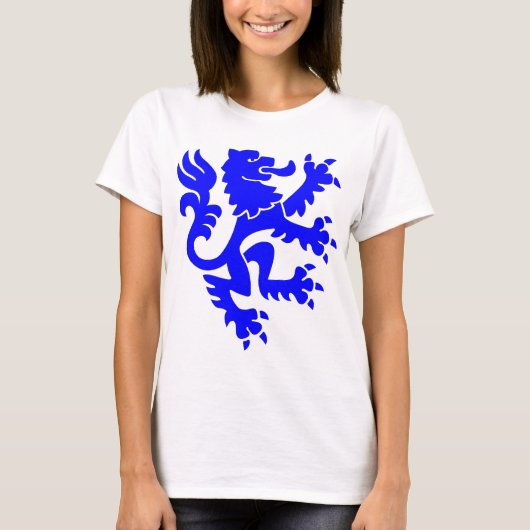 T-shirt Lion héraldique 01 - Bleu (Devant)