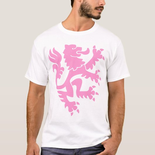 T-shirt Lion héraldique 01 - Rose (Devant)