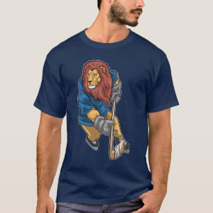 T-shirt Lion Hockey sur glace bâton de hockey sur glace