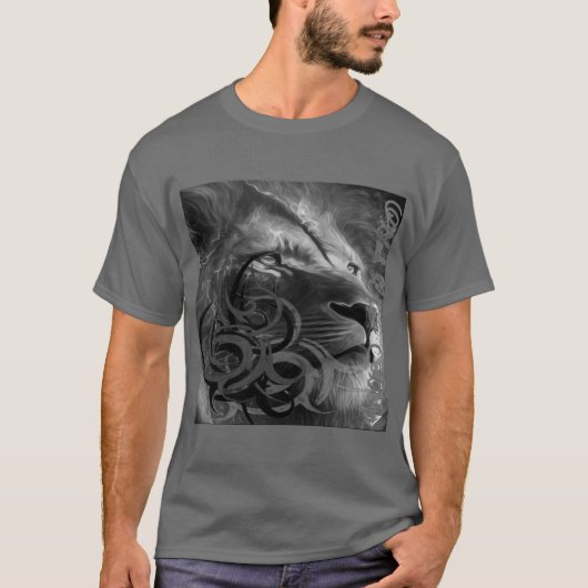 T-shirt Lion huile Noir Lyon design gr (Devant)