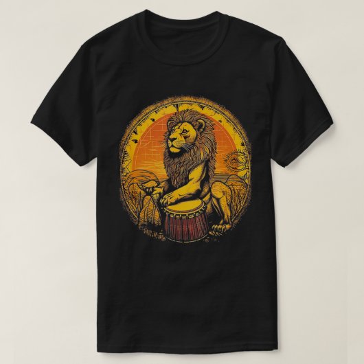 T-shirt Lion Jouer Djembe Drumming Drummer Africain (Design devant)