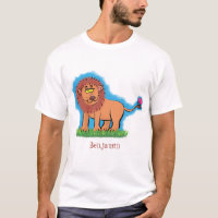 Lion joyeux avec dessin animé de papillon