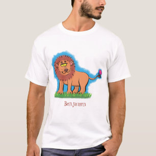 T-shirt Lion joyeux avec dessin animé de papillon