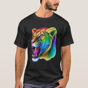 T-shirt Lion lionne africaine colorée tête lion art animal