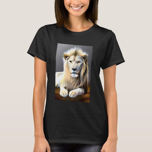 T-shirt Lion majestueux blanc éthéré (Devant)