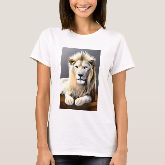 T-shirt Lion majestueux blanc éthéré (Devant)