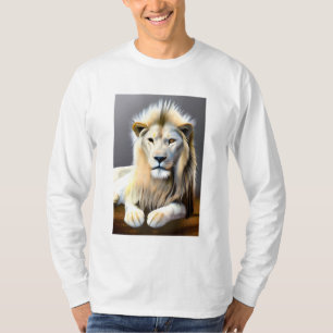 T-shirt Lion majestueux blanc éthéré