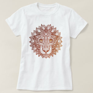T-shirt Lion Mandala Ornamental, Lion Dessiné À La Main Ma
