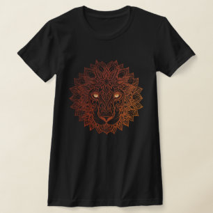 T-shirt Lion Mandala Ornamental, Lion Dessiné À La Main Ma