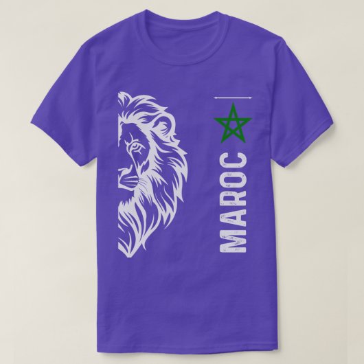 T-shirt lion marocain Maroc Drapeau 2024 (Design devant)