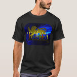 T-shirt Lion Menorah en laiton de Chanukkah<br><div class="desc">Reproduction numérique 3D d'une menorah en laiton,  sur le thème du lion,  réalisée en Israël vers 1950. Montré avec des bougies éclairées.</div>