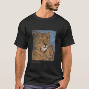 T-shirt Lion Mère Lioness avec Enfant Lion Cub Vintage Ar